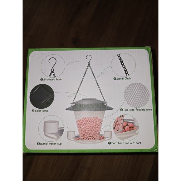 Metal-Wild-Bird-Feeder Solar-Bird-Feeders Outside-Hanging Outdoors-Backyard - Picture 3 of 3